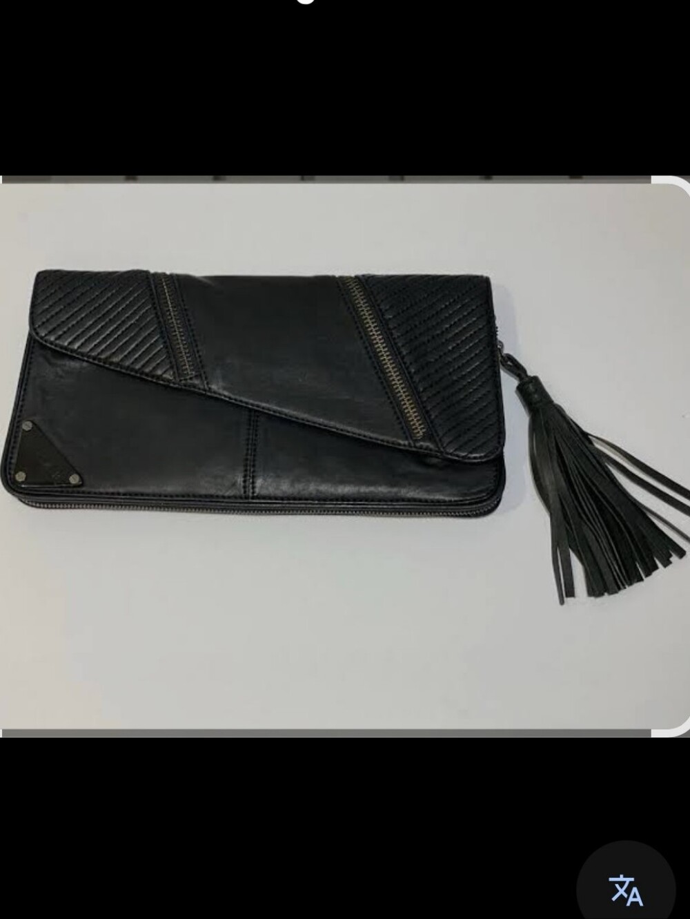 L.A.M.B. Gwen Stefani Camberley Surrey Clutch Expandable Leather  Tassel  #182